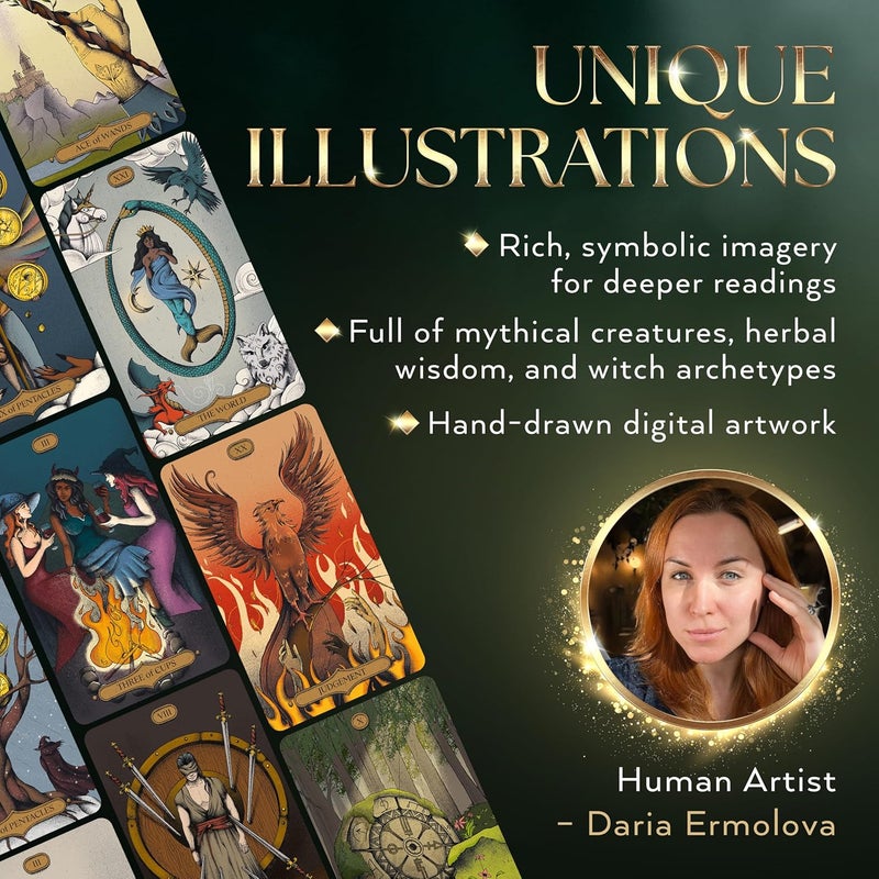 Wyspell Tarot Cards: Sacred Witch Tarot Deck with Guide Book - Unique Card Deck for Beginners - Modern Fortune Telling Cards - Image 4